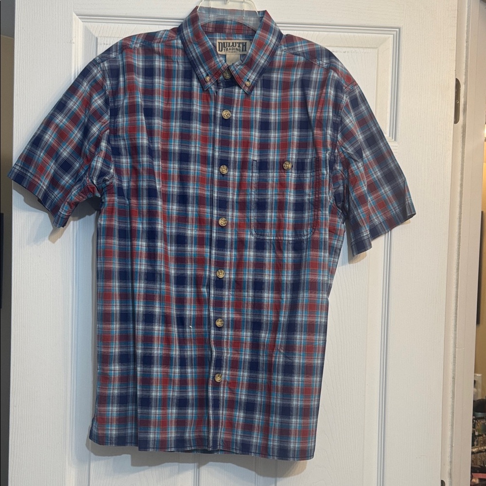 Duluth Trading Co NWOT Men's Plaid Shirt in Blue and Red